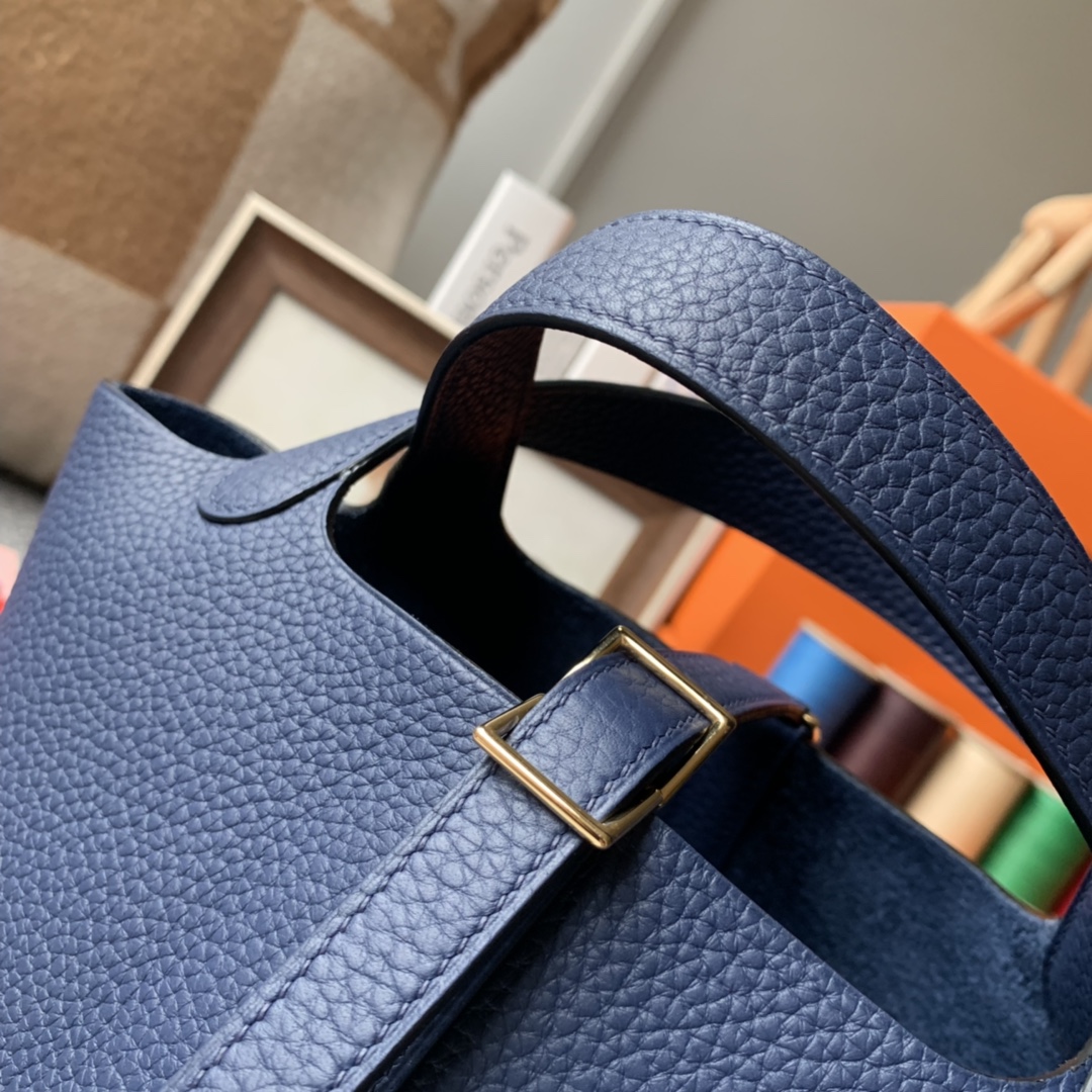 에르메스 피코탄18 블루드프루쎄 금장 끌레망스 가죽